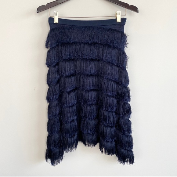 Anthropologie Dresses & Skirts - NWT Eva Franco Tiered Fringe Midnight Blue Skirt